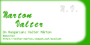 marton valter business card