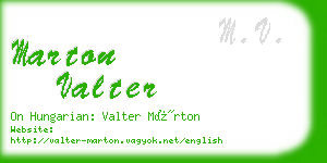 marton valter business card